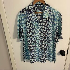 Ksubi Ultra blue leopard print Leo Resort Camp Shirt